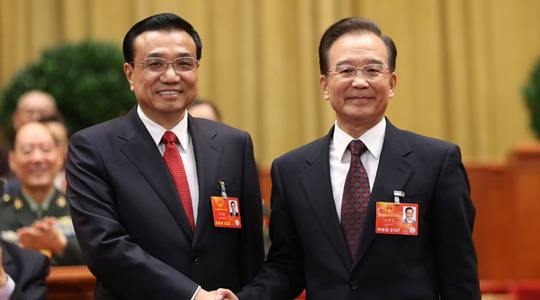 Auf der 5. Plenarsitzung der 1. Tagung des 12. Nationalen Volkskongresses (NVK) wurde Li Keqiang zum Ministerpräsidenten des Staatsrats gewählt. Außerdem wurden Fan Changlong, Xu Qiliang zu Vizepräsidenten des Zentralen Militärkomitees der Volksrepublik China gewählt.
